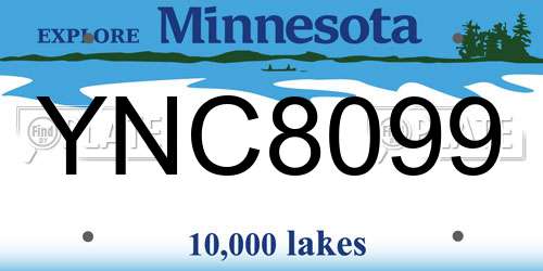 YNC8099 Minnesota License Plate