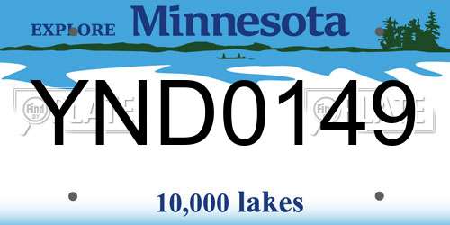 YND0149 Minnesota License Plate