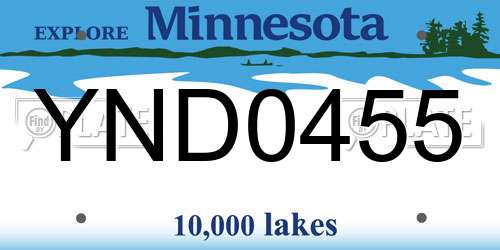 YND0455 Minnesota License Plate