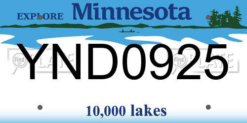 YND0925 Minnesota License Plate