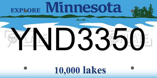YND3350 Minnesota License Plate