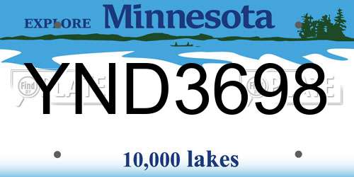 YND3698 Minnesota License Plate