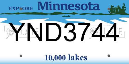 YND3744 Minnesota License Plate