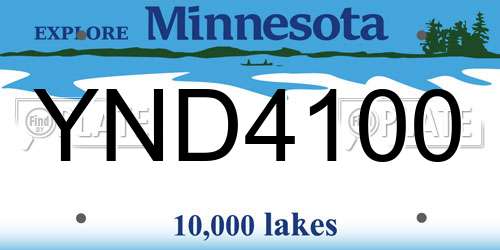 YND4100 Minnesota License Plate