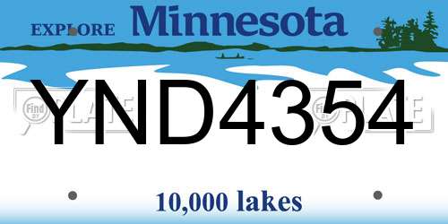 YND4354 Minnesota License Plate
