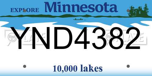 YND4382 Minnesota License Plate