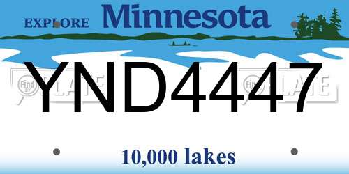 YND4447 Minnesota License Plate