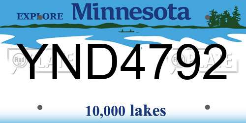 YND4792 Minnesota License Plate