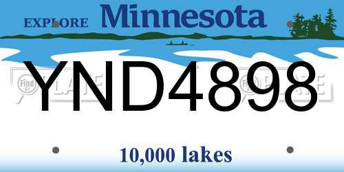 YND4898 Minnesota License Plate