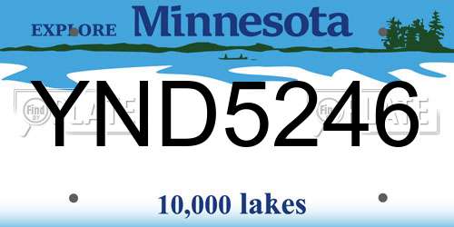 YND5246 Minnesota License Plate