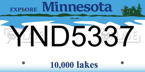 YND5337 Minnesota License Plate