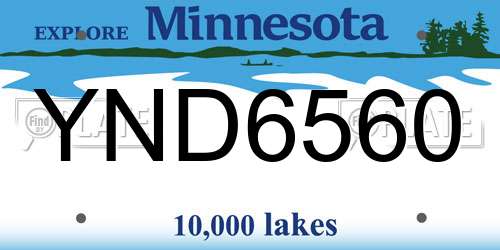 YND6560 Minnesota License Plate