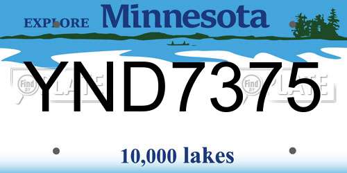 YND7375 Minnesota License Plate