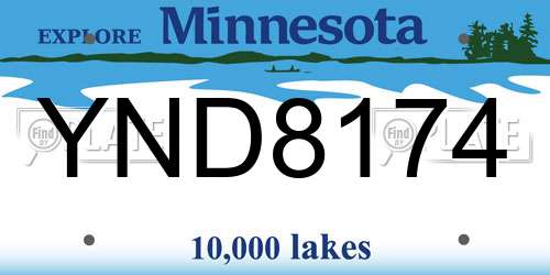 YND8174 Minnesota License Plate