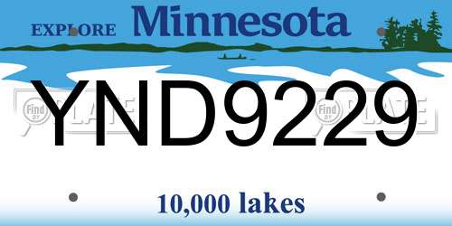 YND9229 Minnesota License Plate