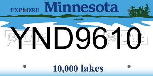 YND9610 Minnesota License Plate