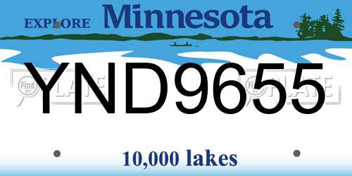 YND9655 Minnesota License Plate