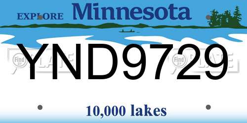 YND9729 Minnesota License Plate