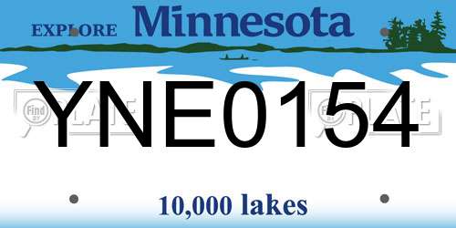 YNE0154 Minnesota License Plate