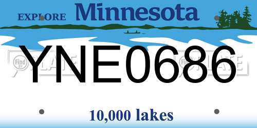 YNE0686 Minnesota License Plate