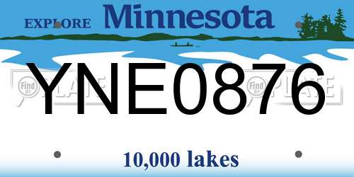 YNE0876 Minnesota License Plate