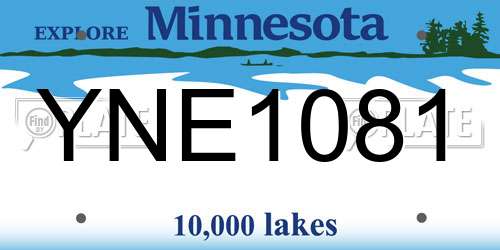 YNE1081 Minnesota License Plate