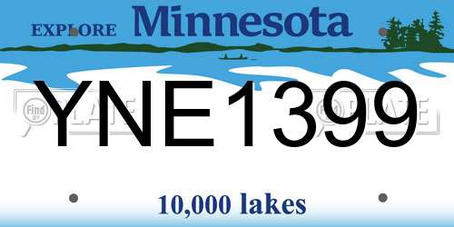 YNE1399 Minnesota License Plate