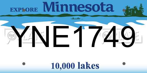 YNE1749 Minnesota License Plate