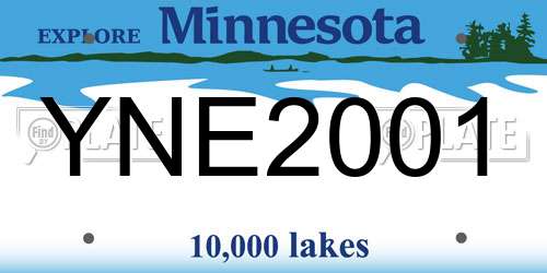 YNE2001 Minnesota License Plate