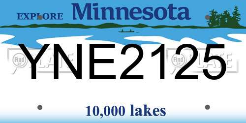 YNE2125 Minnesota License Plate