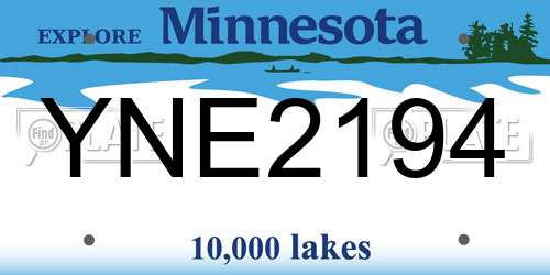 YNE2194 Minnesota License Plate