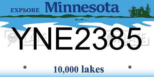 YNE2385 Minnesota License Plate