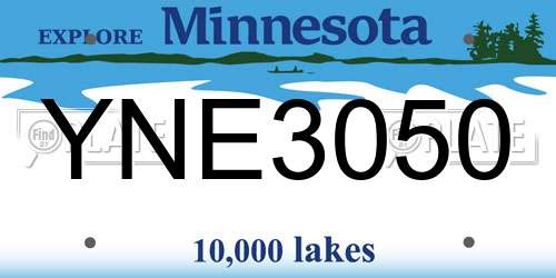 YNE3050 Minnesota License Plate