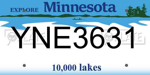 YNE3631 Minnesota License Plate