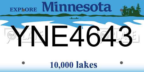 YNE4643 Minnesota License Plate