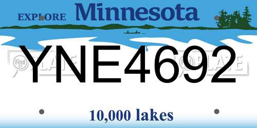 YNE4692 Minnesota License Plate