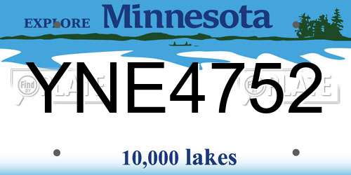 YNE4752 Minnesota License Plate