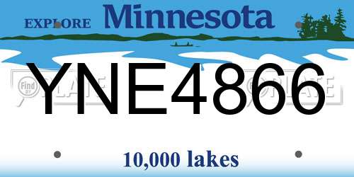 YNE4866 Minnesota License Plate