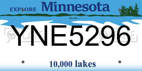 YNE5296 Minnesota License Plate