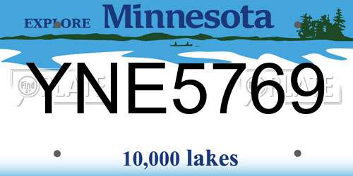 YNE5769 Minnesota License Plate