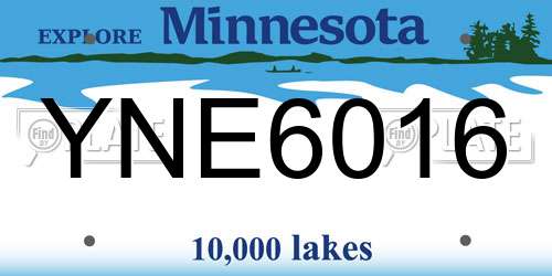 YNE6016 Minnesota License Plate