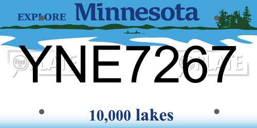 YNE7267 Minnesota License Plate