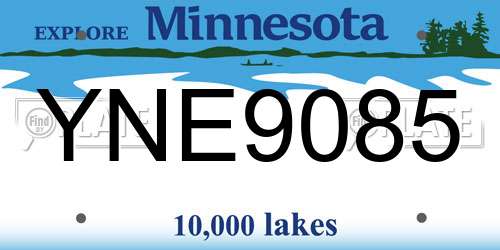 YNE9085 Minnesota License Plate
