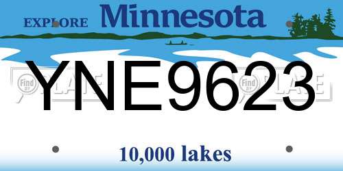 YNE9623 Minnesota License Plate
