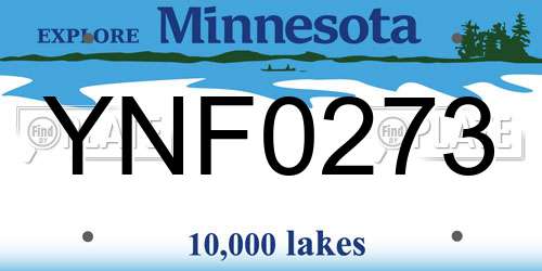 YNF0273 Minnesota License Plate