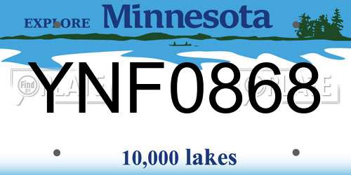 YNF0868 Minnesota License Plate