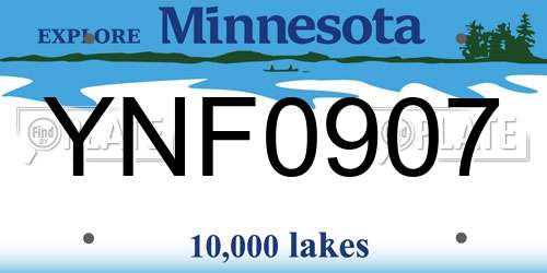 YNF0907 Minnesota License Plate
