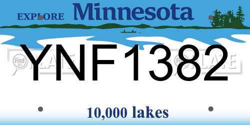 YNF1382 Minnesota License Plate