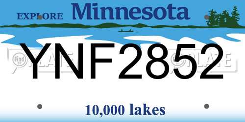 YNF2852 Minnesota License Plate