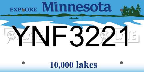 YNF3221 Minnesota License Plate